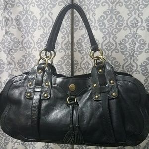 BCBG Maxazria black leather satchel handbag